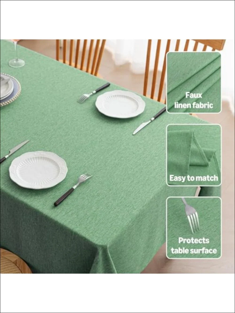 Faux Linen Tablecloths Water-Repellent Wrinkle Resistant Washable 60x120 Pack